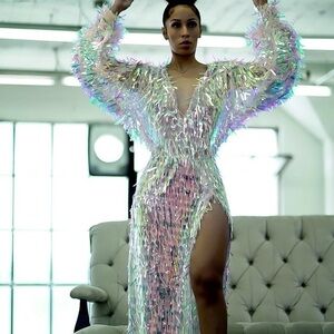 Sonya B Iridescent Sequin Evening Gown